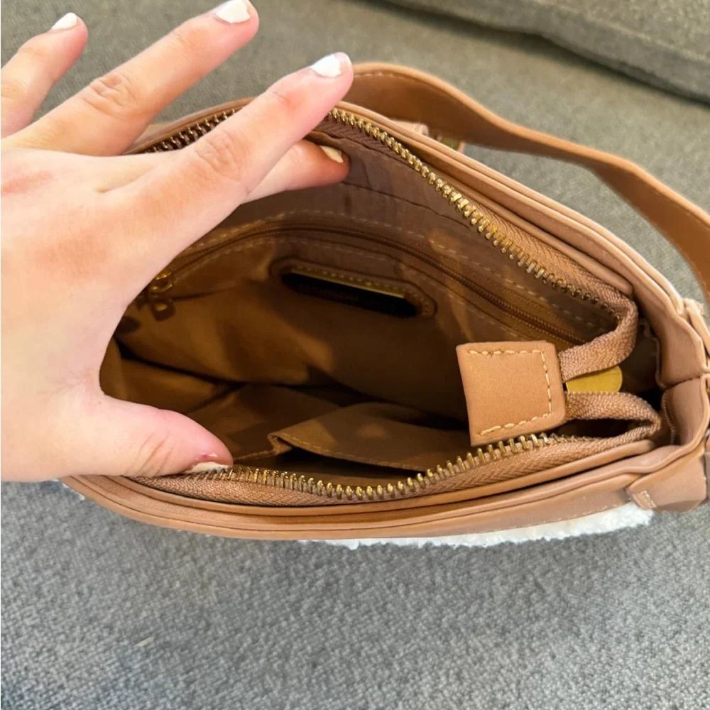 Shearling Accent Brown Crossbody Shoulder Bag - Unbranded - Picture 5 of 16